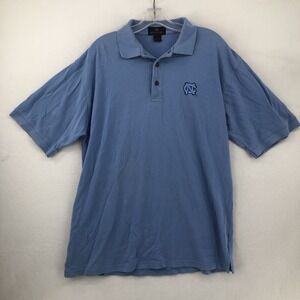 Vintage North Carolina Tar Heels Pique Knit Cotton Polo Size L Blue Antigua